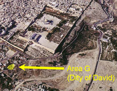 Aerial view of Jerusalem showing the location of Area G; © Albatross Aerial Photographs, Ltd