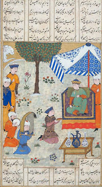 One page from the Khamsa of Nizami as depicted in a 15th-century version of the story.
© 1998 Boston Museum of Fine Arts.