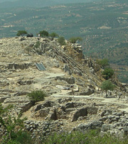 View west toward the citadel of Mycenae and the Argolid Plain beyond; © 2004 Christophilis Maggidis.