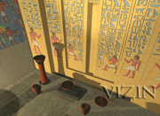 View of a group of offerings set in front of the false door of the funerary chapel of Ka(i)pura.Rendering from the Learning Sites 3D computer model
© 1997 Learning Sites, Inc. Used with permission.