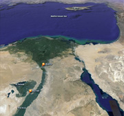 Slant satellite view of Gurob in its eastern Mediterranean context. Courtesy Google Earth